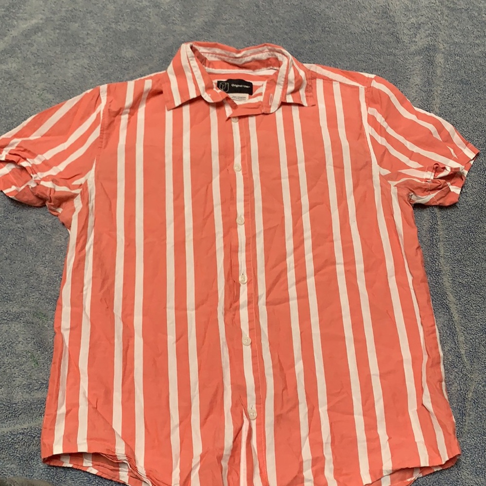 Pink and white stripped button up